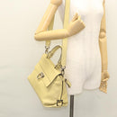 Salvatore Ferragamo Gancini Hand Bag Leather 2way Gold Yellow Auth 116515-28