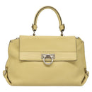 Salvatore Ferragamo Gancini Hand Bag Leather 2way Gold Yellow Auth 116515-13