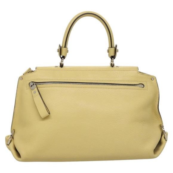 Salvatore Ferragamo Gancini Hand Bag Leather 2way Gold Yellow Auth 116515