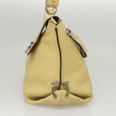 Salvatore Ferragamo Gancini Hand Bag Leather 2way Gold Yellow Auth 116515-3