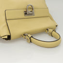 Salvatore Ferragamo Gancini Hand Bag Leather 2way Gold Yellow Auth 116515-6
