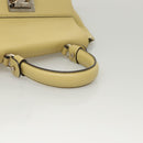Salvatore Ferragamo Gancini Hand Bag Leather 2way Gold Yellow Auth 116515-7