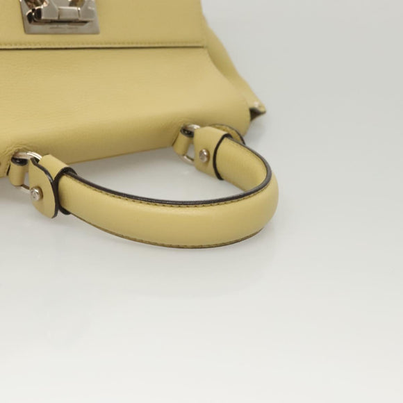 Salvatore Ferragamo Gancini Hand Bag Leather 2way Gold Yellow Auth 116515