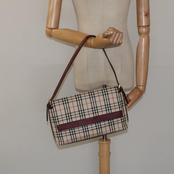BURBERRY Nova Check Shoulder Bag Canvas Beige Auth 116522