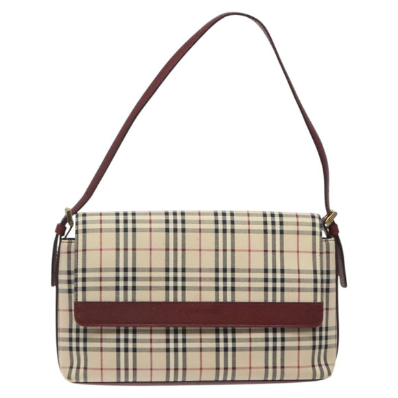 BURBERRY Nova Check Shoulder Bag Canvas Beige Auth 116522