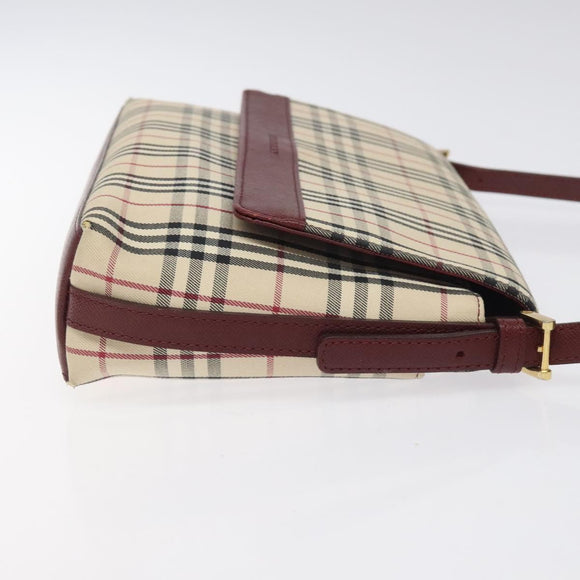 BURBERRY Nova Check Shoulder Bag Canvas Beige Auth 116522