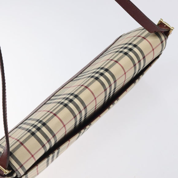 BURBERRY Nova Check Shoulder Bag Canvas Beige Auth 116522