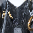 Salvatore Ferragamo Gancini Chain Shoulder Bag Patent leather Black Auth 116524-18