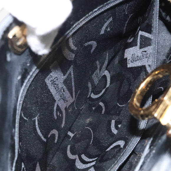 Salvatore Ferragamo Gancini Chain Shoulder Bag Patent leather Black Auth 116524