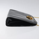 Salvatore Ferragamo Gancini Chain Shoulder Bag Patent leather Black Auth 116524-3