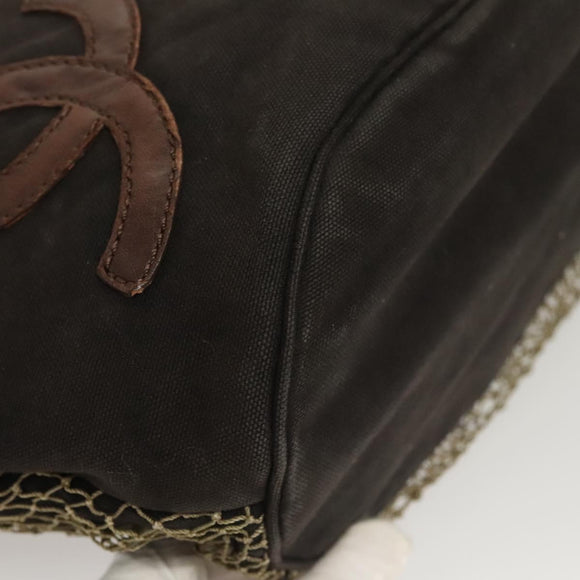 CHANEL Camelia Tote Bag Canvas Black CC Auth 116525
