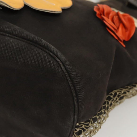 CHANEL Camelia Tote Bag Canvas Black CC Auth 116525