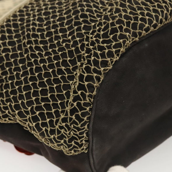 CHANEL Camelia Tote Bag Canvas Black CC Auth 116525