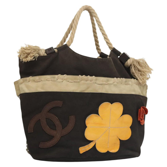 CHANEL Camelia Tote Bag Canvas Black CC Auth 116525