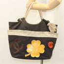 CHANEL Camelia Tote Bag Canvas Black CC Auth 116525-24