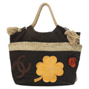 CHANEL Camelia Tote Bag Canvas Black CC Auth 116525-13