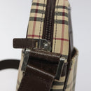 BURBERRY Nova Check Shoulder Bag Canvas Beige Silver Auth 116540-10