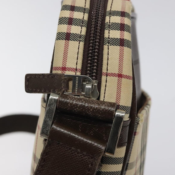BURBERRY Nova Check Shoulder Bag Canvas Beige Silver Auth 116540