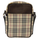 BURBERRY Nova Check Shoulder Bag Canvas Beige Silver Auth 116540-13