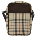 BURBERRY Nova Check Shoulder Bag Canvas Beige Silver Auth 116540-2