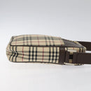 BURBERRY Nova Check Shoulder Bag Canvas Beige Silver Auth 116540-3