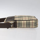 BURBERRY Nova Check Shoulder Bag Canvas Beige Silver Auth 116540-4