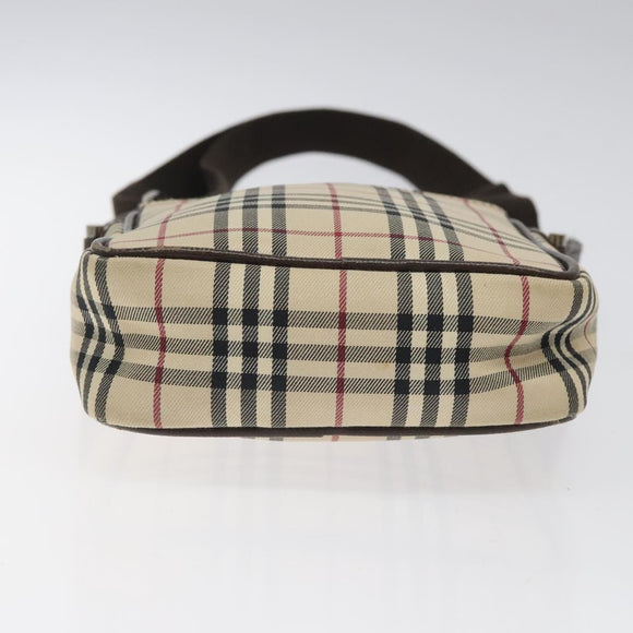 BURBERRY Nova Check Shoulder Bag Canvas Beige Silver Auth 116540
