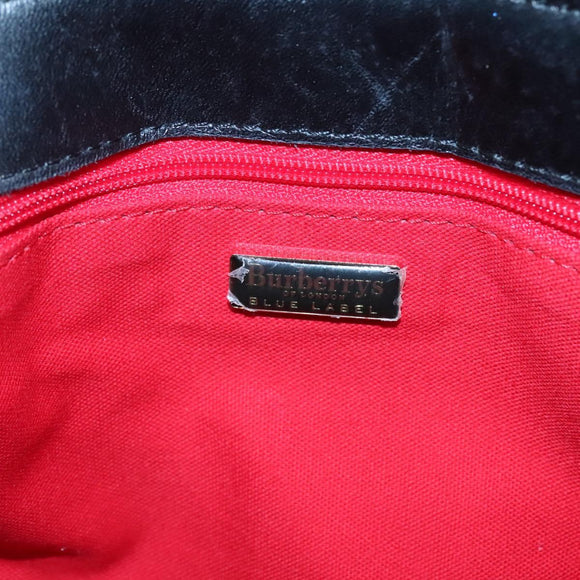 Burberrys Nova Check Blue Label Shoulder Bag Wool Khaki Silver Auth 116541