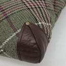 BURBERRY Nova Check Tote Bag Wool Green Gold Auth 116544-9