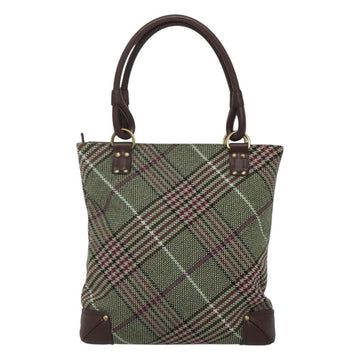 BURBERRY Nova Check Tote Bag Wool Green Gold Auth 116544 - 0