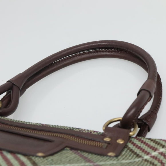 BURBERRY Nova Check Tote Bag Wool Green Gold Auth 116544