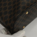 CELINE Macadam Canvas Shoulder Bag PVC Leather Black Gold Auth 116559-9