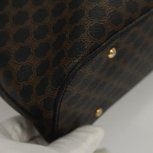 CELINE Macadam Canvas Shoulder Bag PVC Leather Black Gold Auth 116559