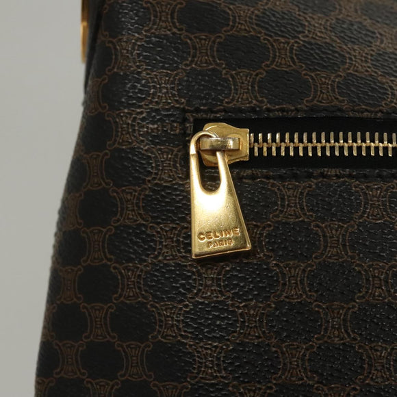 CELINE Macadam Canvas Shoulder Bag PVC Leather Black Gold Auth 116559