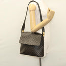 CELINE Macadam Canvas Shoulder Bag PVC Leather Black Gold Auth 116559-22