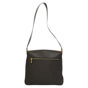 CELINE Macadam Canvas Shoulder Bag PVC Leather Black Gold Auth 116559 - 0