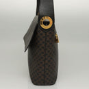 CELINE Macadam Canvas Shoulder Bag PVC Leather Black Gold Auth 116559-3