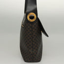 CELINE Macadam Canvas Shoulder Bag PVC Leather Black Gold Auth 116559-4