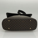 CELINE Macadam Canvas Shoulder Bag PVC Leather Black Gold Auth 116559-5