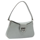 Salvatore Ferragamo Gancini Shoulder Bag Leather Light Blue Silver Auth 116561-1