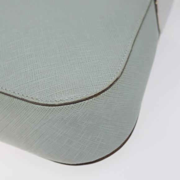 Salvatore Ferragamo Gancini Shoulder Bag Leather Light Blue Silver Auth 116561