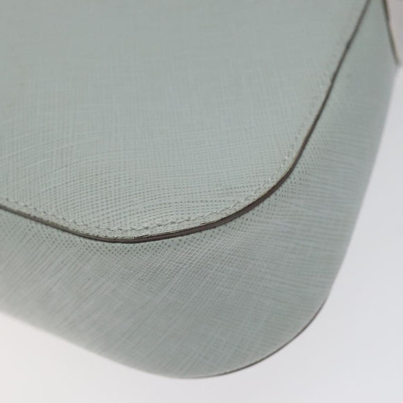 Salvatore Ferragamo Gancini Shoulder Bag Leather Light Blue Silver Auth 116561