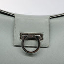 Salvatore Ferragamo Gancini Shoulder Bag Leather Light Blue Silver Auth 116561-10