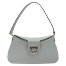 Salvatore Ferragamo Gancini Shoulder Bag Leather Light Blue Silver Auth 116561-13