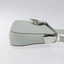Salvatore Ferragamo Gancini Shoulder Bag Leather Light Blue Silver Auth 116561-3