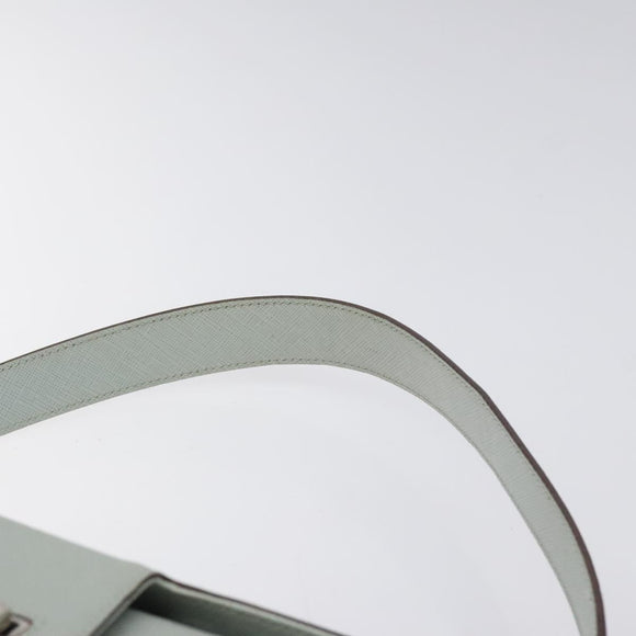 Salvatore Ferragamo Gancini Shoulder Bag Leather Light Blue Silver Auth 116561