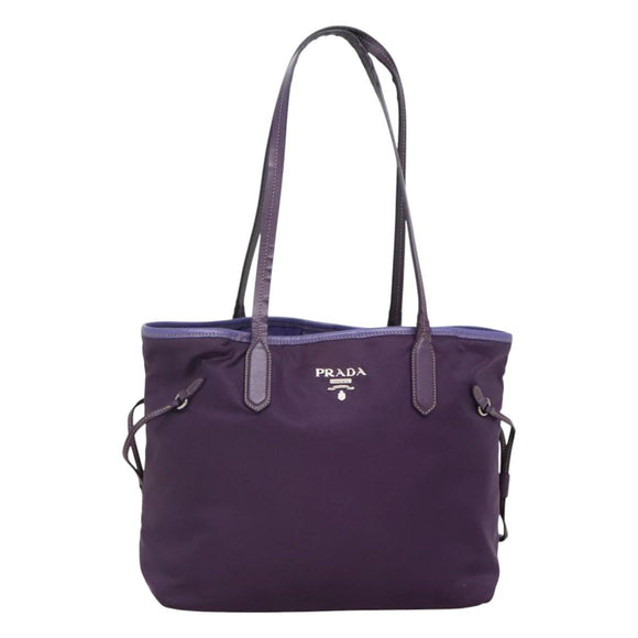 PRADA Tote Bag Nylon Purple Silver Auth 116590