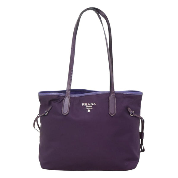 PRADA Tote Bag Nylon Purple Silver Auth 116590