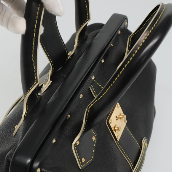 LOUIS VUITTON Suhari Angenu PM Hand Bag Leather Black M91805 LV Auth 116592