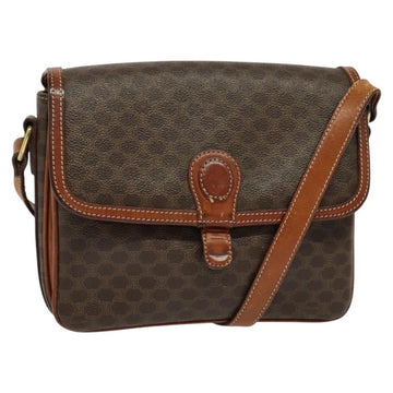 CELINE Macadam Canvas Shoulder Bag PVC Leather Brown Gold Auth 116597